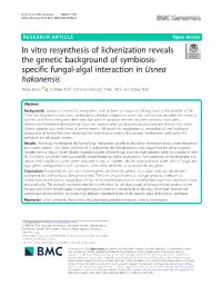 Specific Fungal-Algal Interaction in Usnea Hakonensis