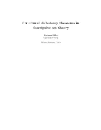 Structural Dichotomy Theorems in Descriptive Set Theory