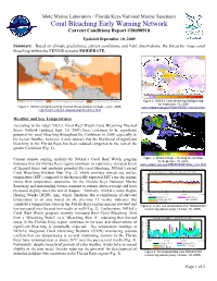 Coral Bleaching Early Warning Network Current Conditions Report #20090910