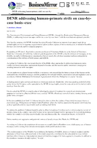DENR Addressing Human-Primate Strife on Case-By- May 1, 2020 PAGE 1/ DATE TITLE : Case Basis-Exec 1/2