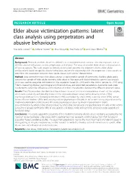 Elder Abuse Victimization Patterns: Latent Class Analysis Using