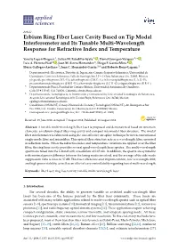 Erbium Ring Fiber Laser Cavity Based on Tip Modal Interferometer and Its Tunable Multi-Wavelength Response for Refractive Index and Temperature