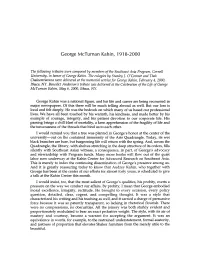George Mcturnan Kahin, 1918-2000