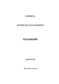 Paper Ix: Water Use Management Final Report