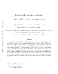 Statistical Coupling Constants from Hidden Sector Entanglement