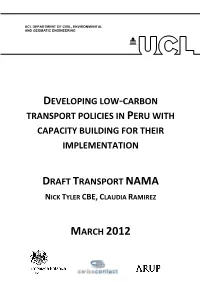 Transport Policies in Peru with Capacity Building for Their Implementation
