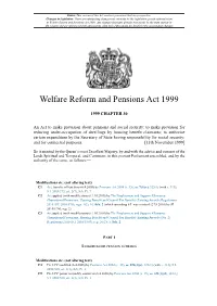 Welfare Reform and Pensions Act 1999