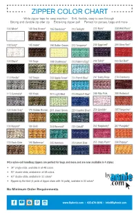 Zipper Color Chart