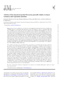 Activity of the Insectivorous Bat Pteronotus Parnellii Relative to Insect Resources and Vegetation Structure
