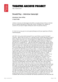 Donald Roy – Interview Transcript