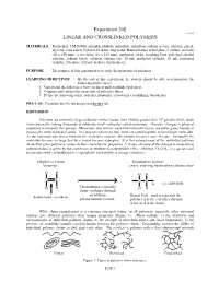 Experiment 26E LINEAR and CROSSLINKED POLYMERS