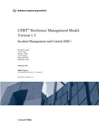 Incident Management and Control (IMC) CERT-RMM Process Area