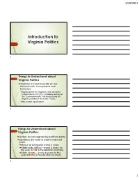 Introduction to Virginia Politics