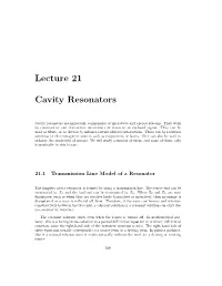 Lecture 21 Cavity Resonators
