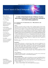 A Study of Functional Outcome of Lisfranc Fracture Dislocations