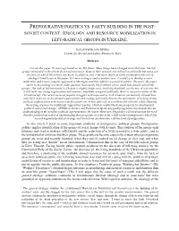 Prefigurative Politics Vs. Party-Building in the Post-Soviet