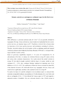 Seismic Controls on Contemporary Sediment Export in the Siret River Catchment, Romania