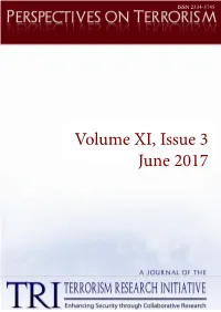 Volume XI, Issue 3 June 2017 PERSPECTIVES on TERRORISM Volume 11, Issue 3