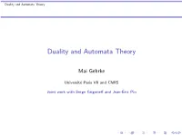 Duality and Automata Theory