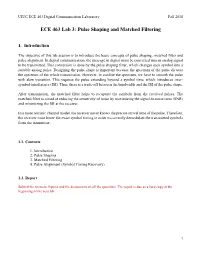 ECE 463 Lab 3: Pulse Shaping and Matched Filtering