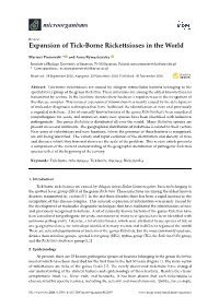 Expansion of Tick-Borne Rickettsioses in the World