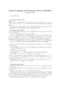Formal Language and Automata Theory (CS21 004) Course Coverage