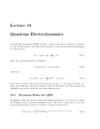 Lecture 18 Quantum Electrodynamics