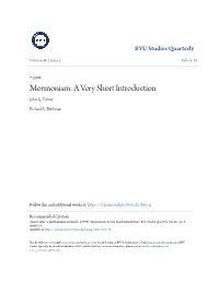 Mormonism: a Very Short Introduction John G