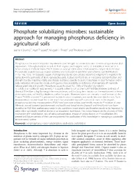 Phosphate Solubilizing Microbes: Sustainable Approach for Managing