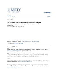 The Current State of the Insanity Defense in Virginia