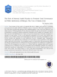 The Role of Internal Audit Practice to Promote Good Governance In