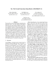 Tor: the Second-Generation Onion Router (2014 DRAFT V1)