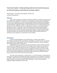 Understanding Online Comments Discourse on Misinformative and Political Youtube Videos