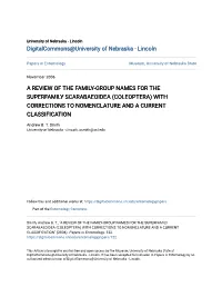 Coleoptera) with Corrections to Nomenclature and a Current Classification