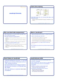 Javascript Elements Client-Side Scripting Why Use Client