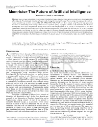 Memristor-The Future of Artificial Intelligence L.Kavinmathi, C.Gayathri, K.Kumutha Priya