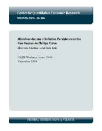 Microfoundations of Inflation Persistence in the New Keynesian Phillips Curve Marcelle Chauvet and Insu Kim