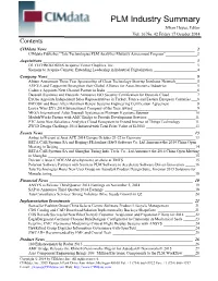 PLM Industry Summary Jillian Hayes, Editor Vol