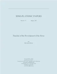 Timeline of the Development of the Horse