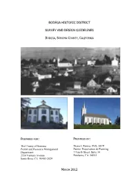Bodega Historic District Survey and Design Guidelines