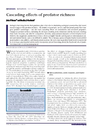 Cascading Effects of Predator Richness