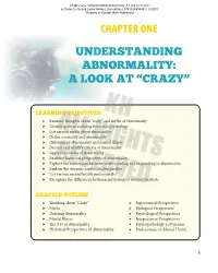 Chapter One Understanding Abnormality: a Look at “Crazy”