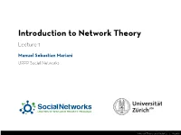 Introduction to Network Theory Lecture 1