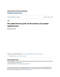 On the Existence of an Optimal Capital Structure