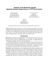 Paradox of the Bermuda Triangle Applying Systems Engineering in a PPP-Environment