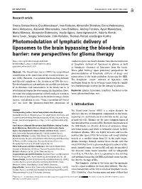Photomodulation of Lymphatic Delivery of Liposomes to the Brain Bypassing