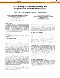 The Challenges of Web Engineering and Requirements for Better Tool Support