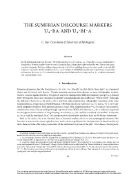 The Sumerian Discourse Markers U₄-Ba and U₄-Bi-A