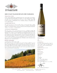 2018 Coast Range Dry Riesling TS