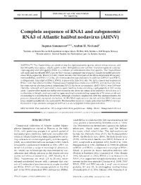 Complete Sequence of RNA1 and Subgenomic RNA3 of Atlantic Halibut Nodavirus (AHNV)
